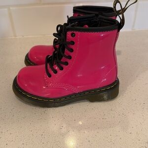 Dr. Martens Air Wair Hot Pink Delaney Combat Boots Toddler Girls Size 8